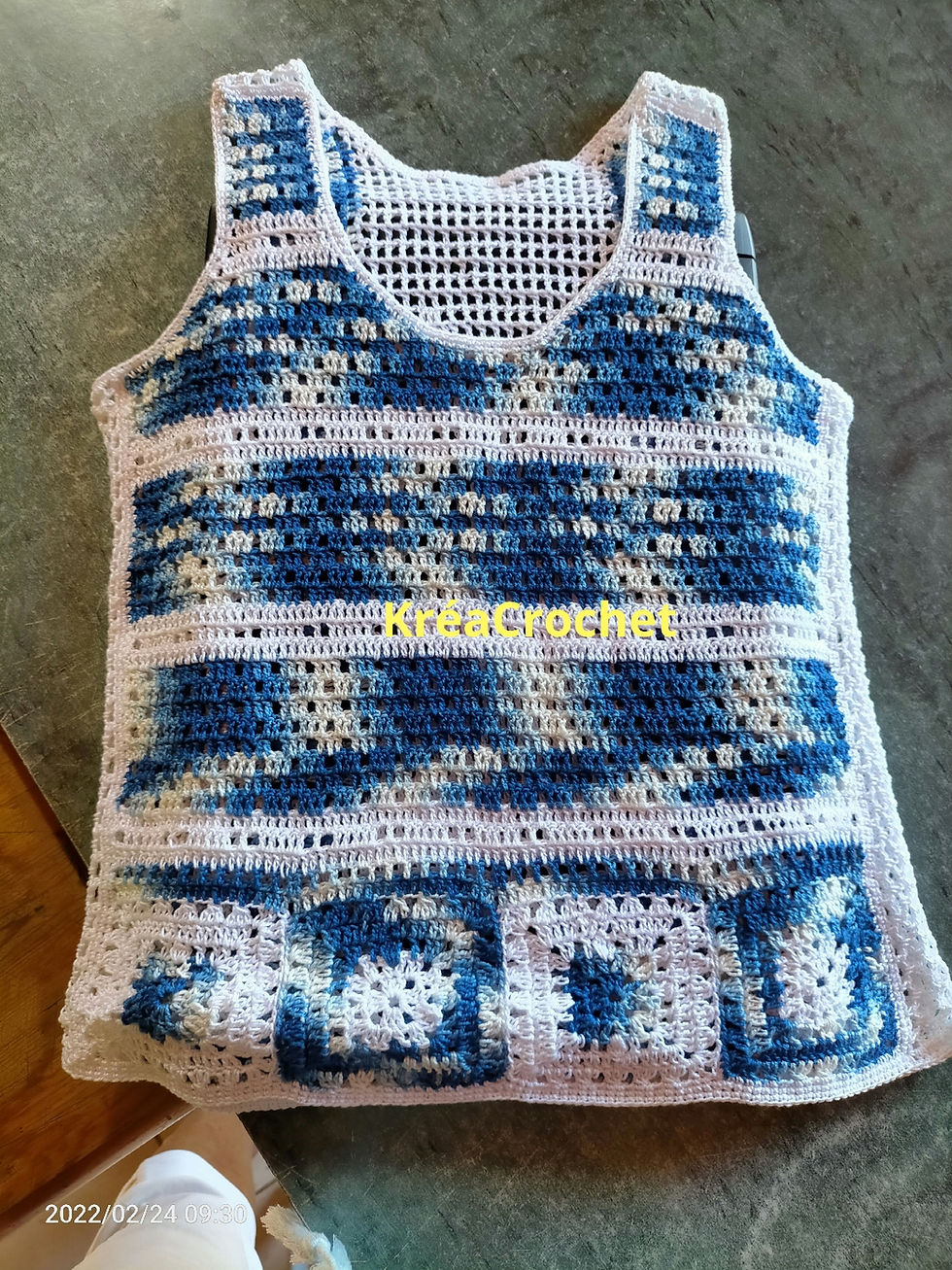 Miniature : Débardeur garçon fait main au crochet 8-10 ans