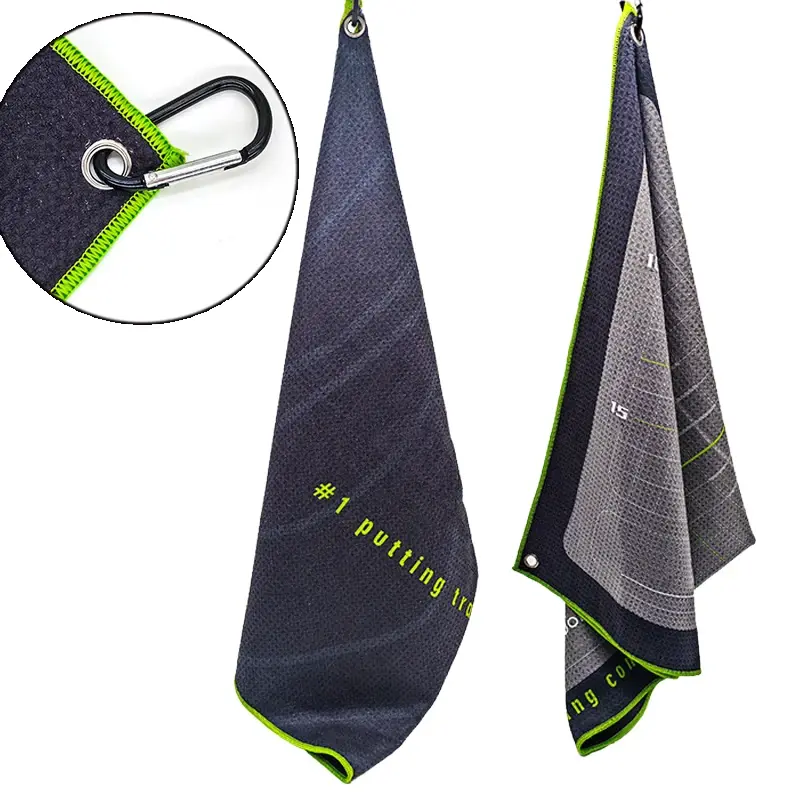 Thumbnail: MELE LINKS Multifunctional Quick Dry Grey Golf Training Aid Putter,Towel Mat