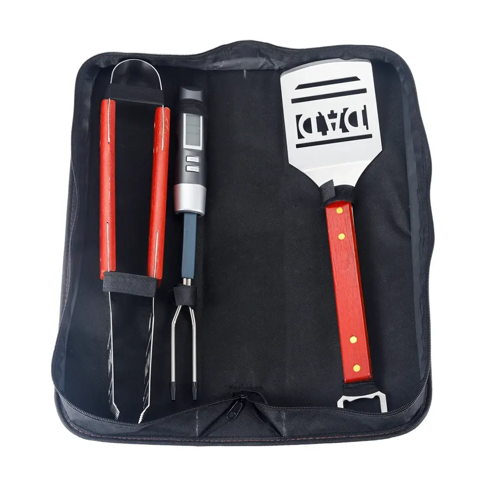 4 PCS Stainless Steel BBQ Tools Set With Spatula Tongs and Electric Fork