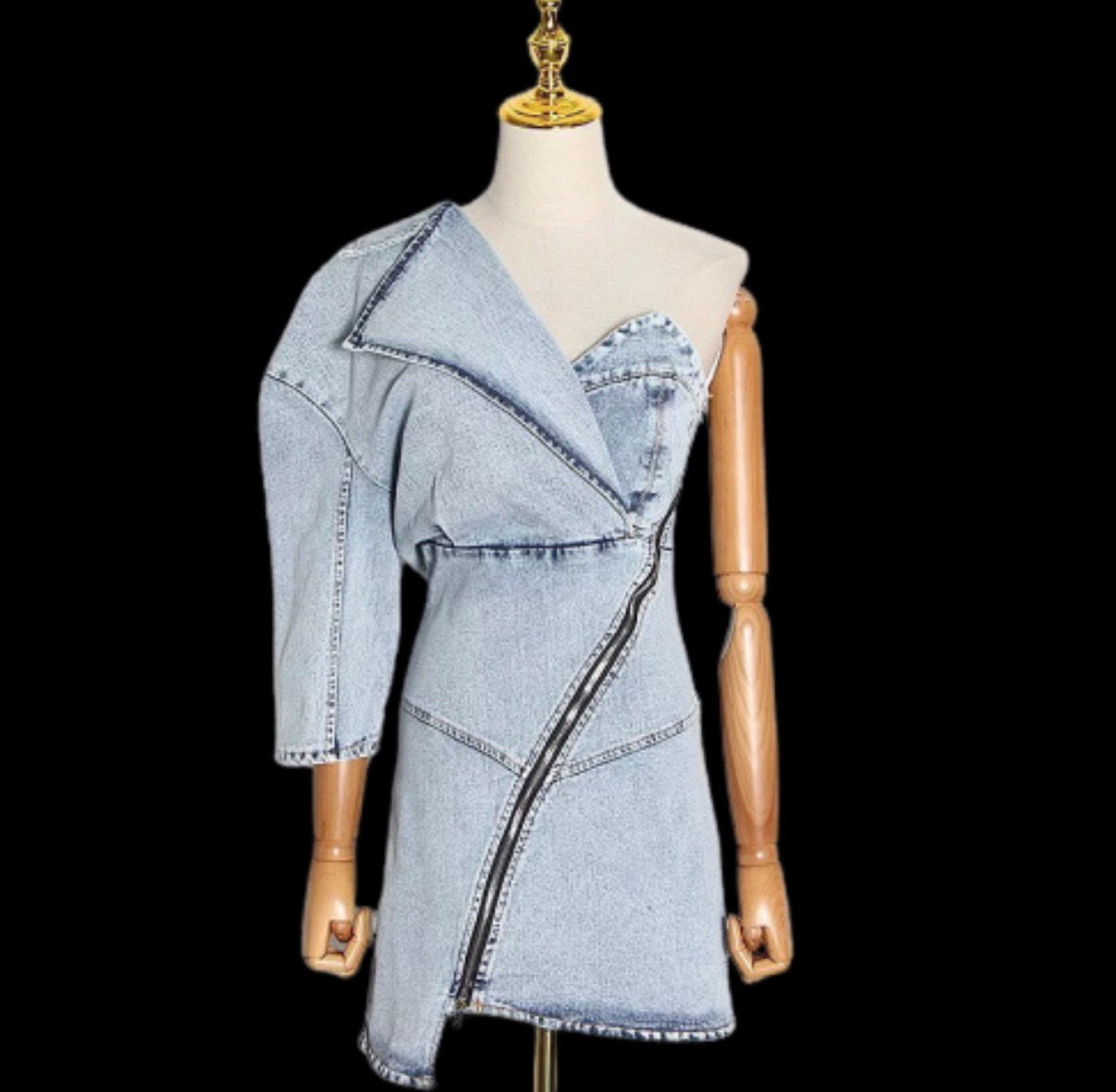 One Shoulder Denim Dress