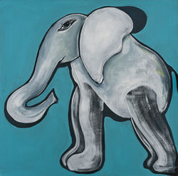 Elefant im Raumanzug 100x100cm