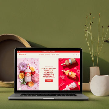 Italian Cream Liqueur Website | Mizzica — strong visual presence with bold fonts and mobile-optimised shopping experience.