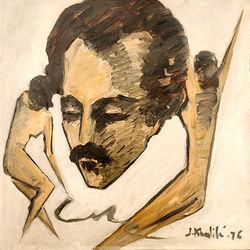 Gebran Khalil Gebran 1976, Oil on Mas, 50x50cm