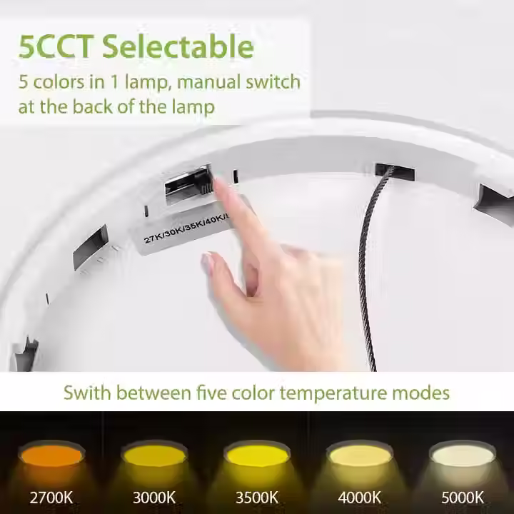 Thumbnail: 5CCT Selectable LED Ceiling Light Fixture Modern Design Flush Mount Surface