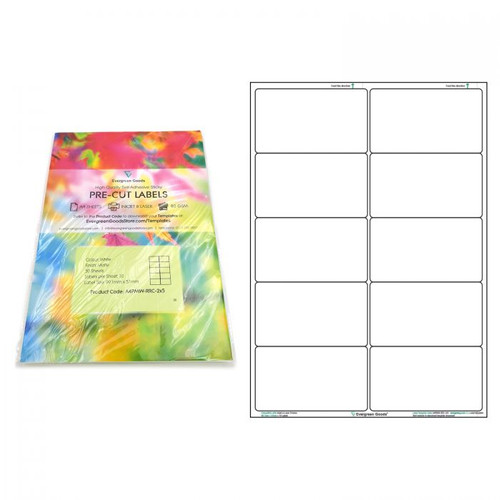 Pre-Cut Paper Multi Labels Matte White (2x5, 10 per A4 Sheet) | A4PMW ...