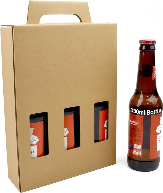 330ml Beer Bottle Carrier Box | Holds 3 Bottles / Cans
