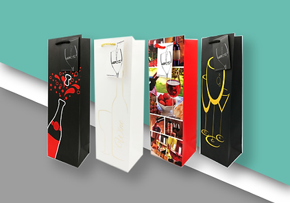 Elegant Wine Gift Bags Adorned with Leaves Design