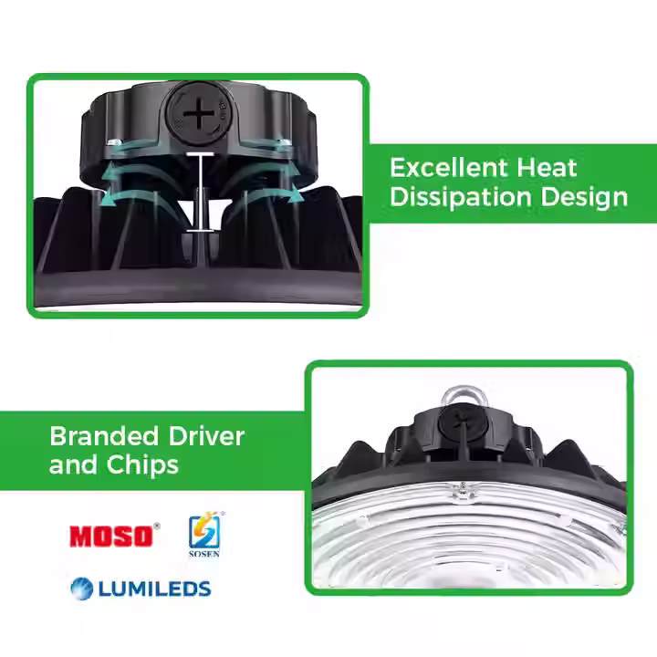 Thumbnail: DLC Listed 240W UFO LED High Bay Lifud Dimmable Commercial Warehouse Lighting