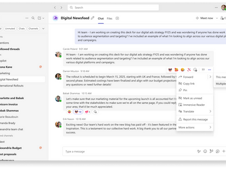 Microsoft Teams: Encaminhar múltiplas mensagens