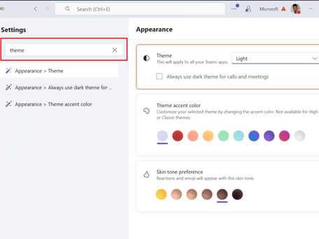 Microsoft Teams: A barra de pesquisa será incluída nas configurações.