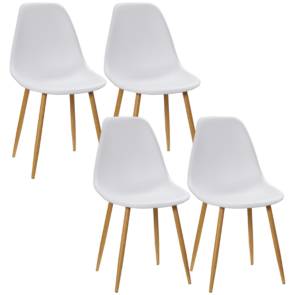 Dining Chairs Set of 4 w/ Curved Back, Metal Legs for Living Room White