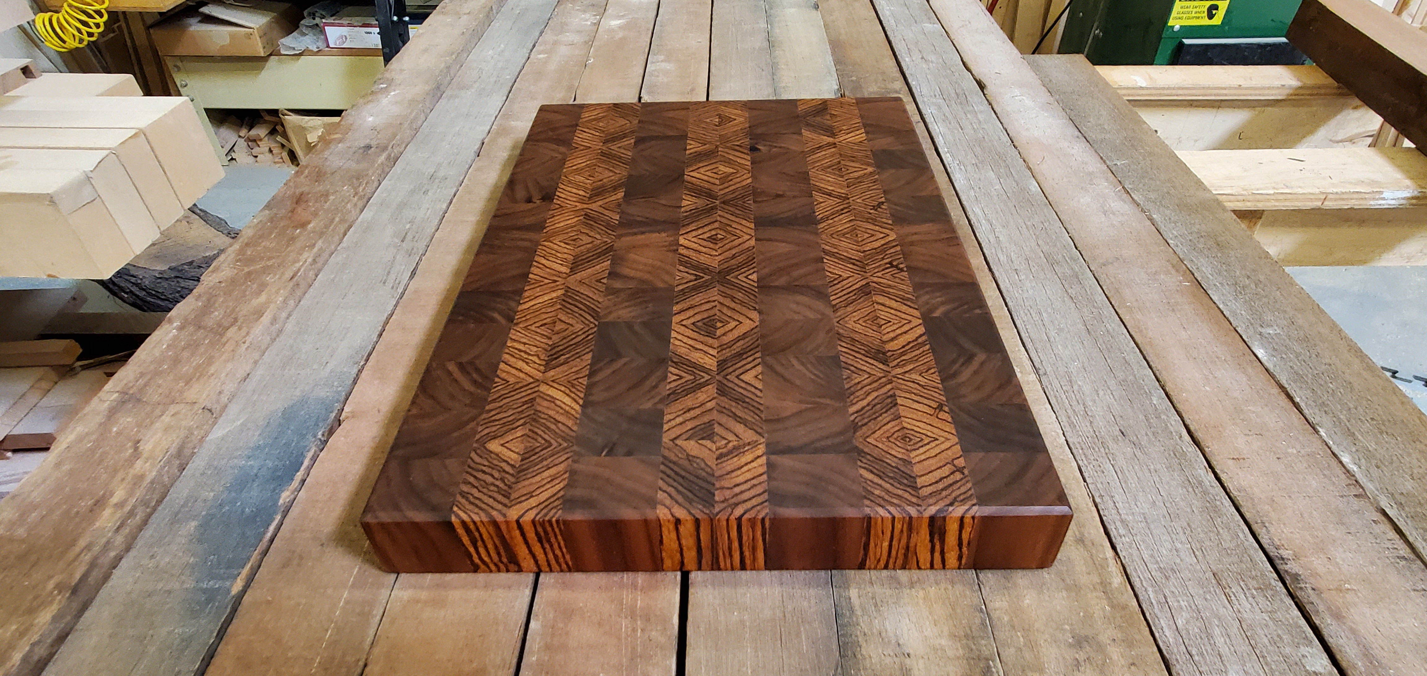Walnut and Zebra Wood Butcher Block