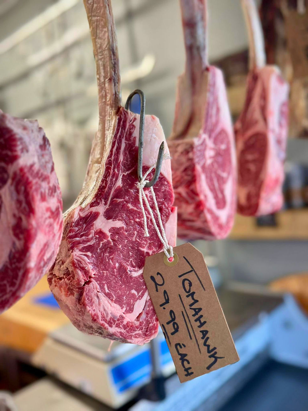 Fresh tomahawk steaks