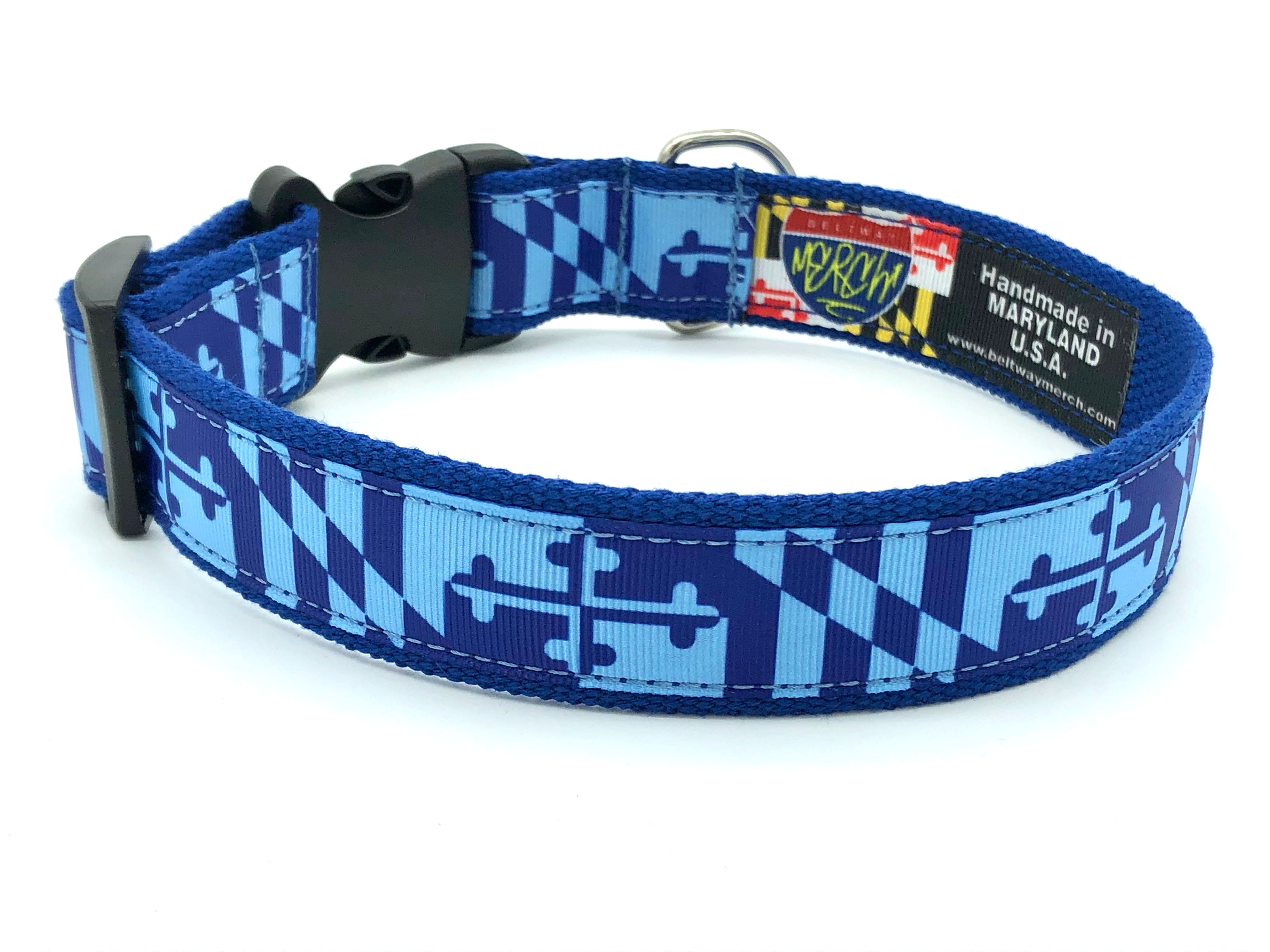 1 1/4 inch Blue Bird Maryland Flag Dog Collar or Leash