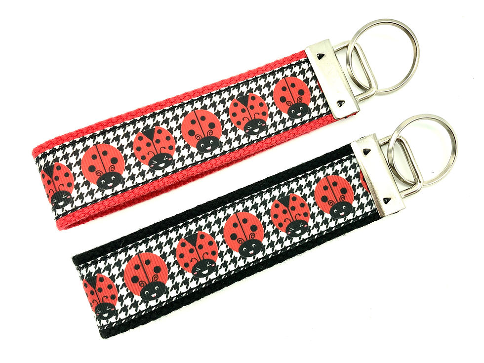 Thumbnail: ladybugs houndstooth wristlet keyfob