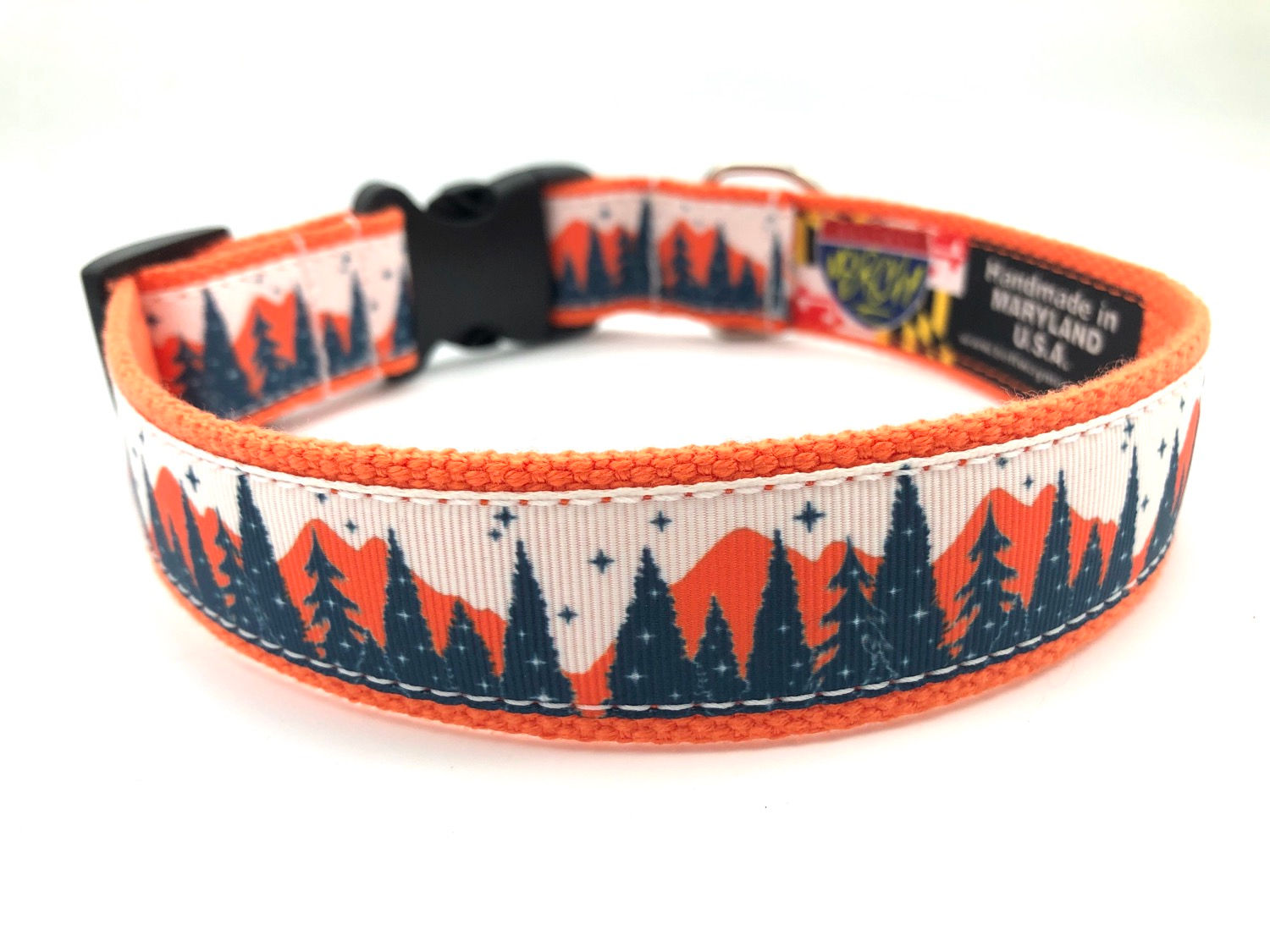 1 1/4 inch Orange Mountain View Dog Collar or Leash