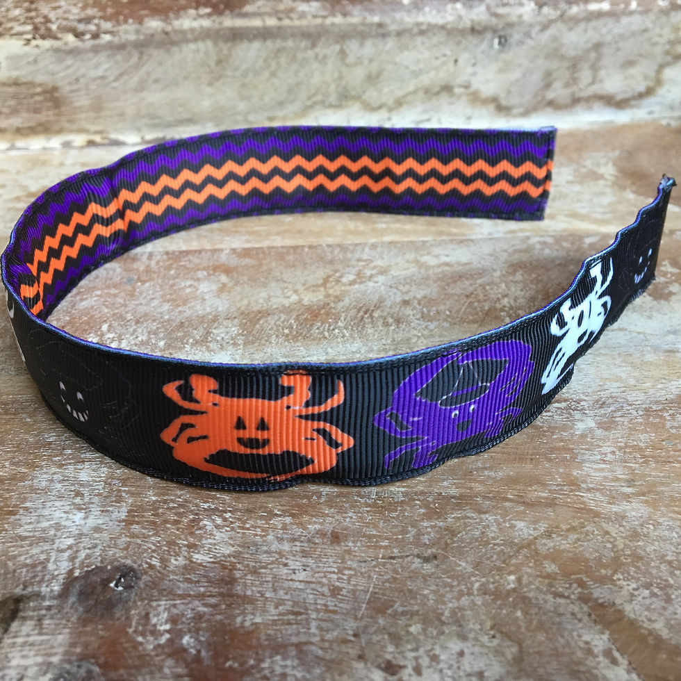 Thumbnail: Halloween crab pumpkin reversible headband