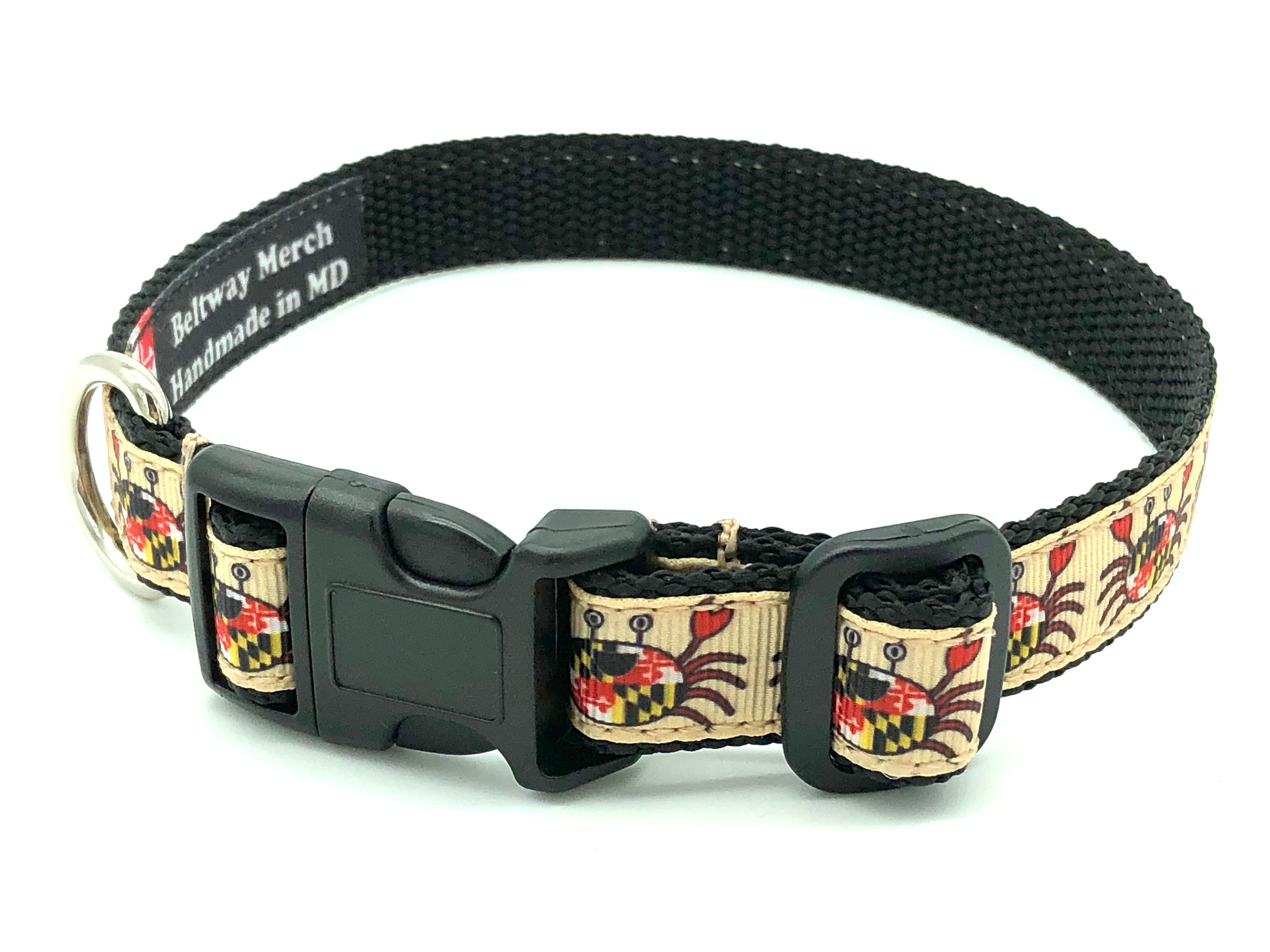 3/4 inch Happy Maryland Flag Crab Dog Collar or Leash 