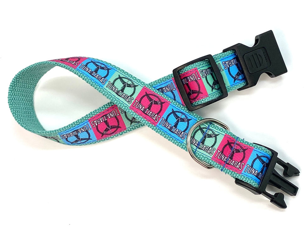 1 1/4 inch "Tuna & Tiaras" Dog Collar or Leash