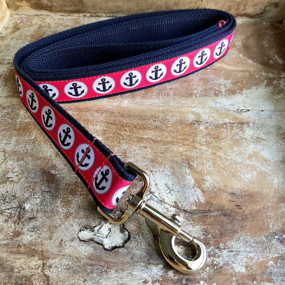 Thumbnail: 1 1/4 inch Hot Pink Anchor Dog Collar or Leash