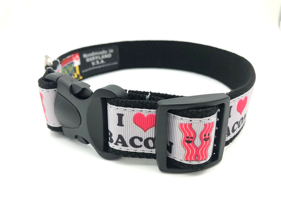 Thumbnail: 1 1/4 inch “I ❤️ Bacon” Dog Collar or Leash