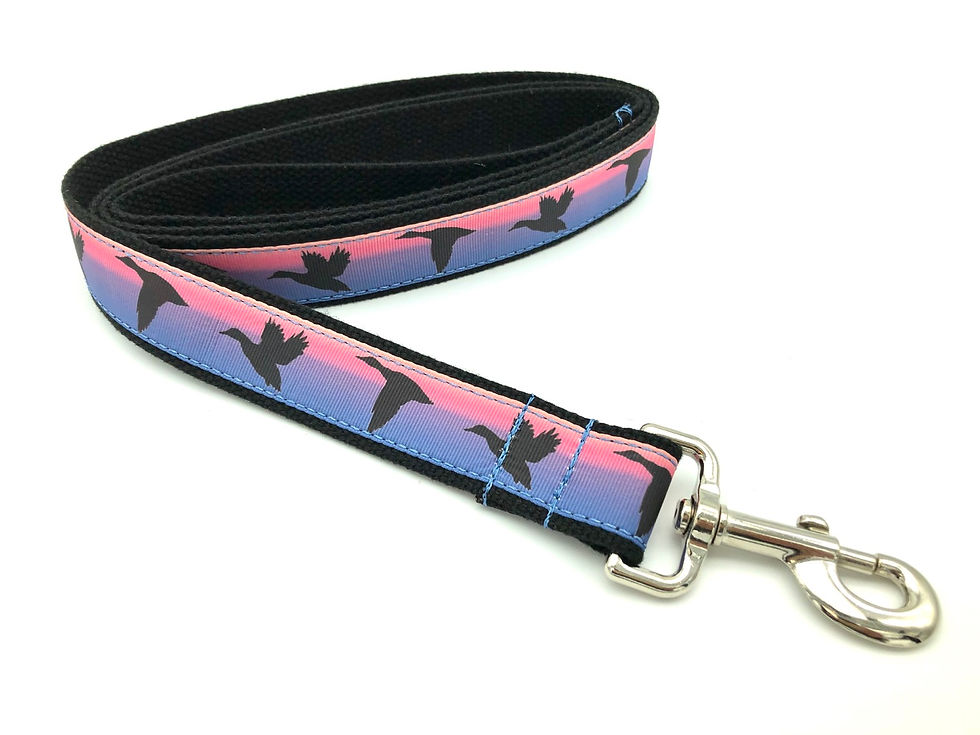Thumbnail: 1 1/4 inch Pink Duck Sunset Dog Collar or Leash