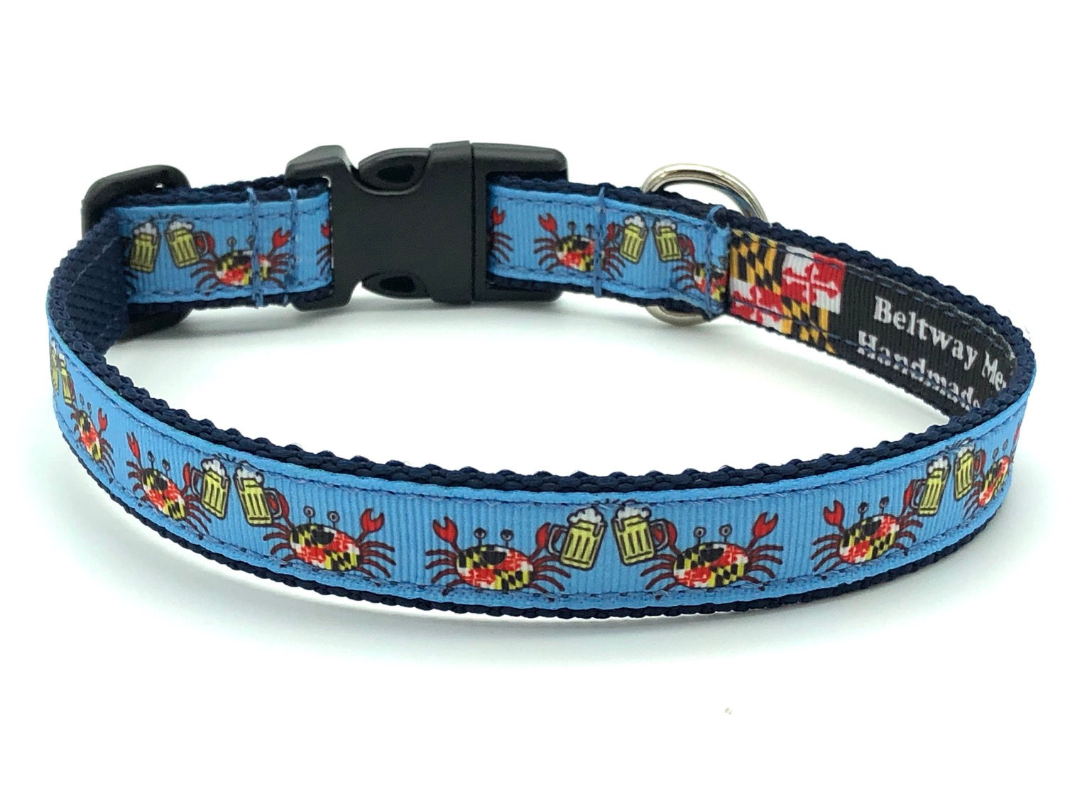 3/4 inch Cheers! Maryland Crabs & Beer Dog Collar or Leash 