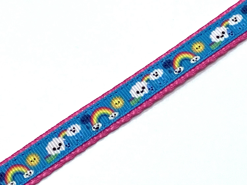 Thumbnail: Kawaii style happy rainbow & clouds design cat collar with a bell