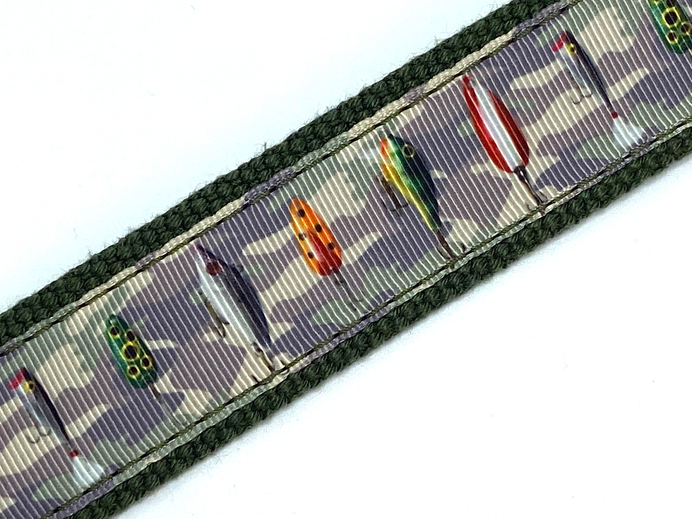 Thumbnail: 1 1/4 inch Camo Fishing Lures and Spoons Dog Collar or Leash