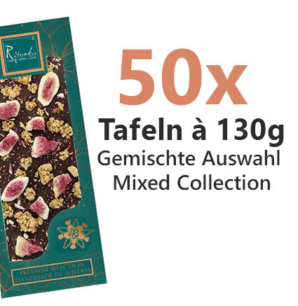 50 Stück – Gemischte Gourmet-Schokoladentafeln (je 130 g)