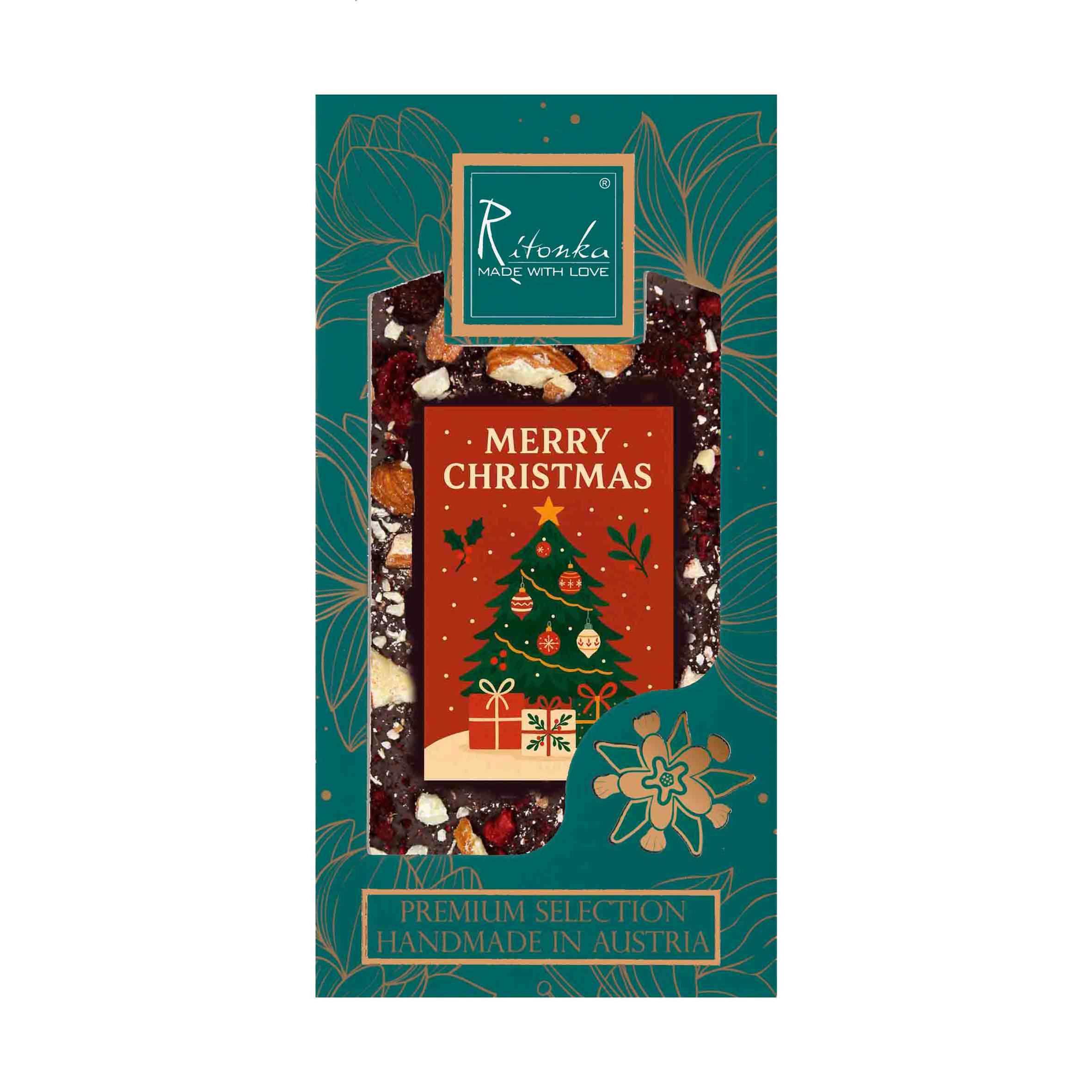 Premium Bitterschokolade - Merry Christmas 95g (Weihnachten)