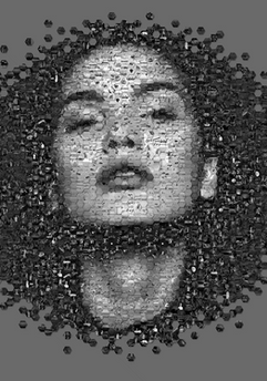 Hexagon Photo Mosaic in black and white