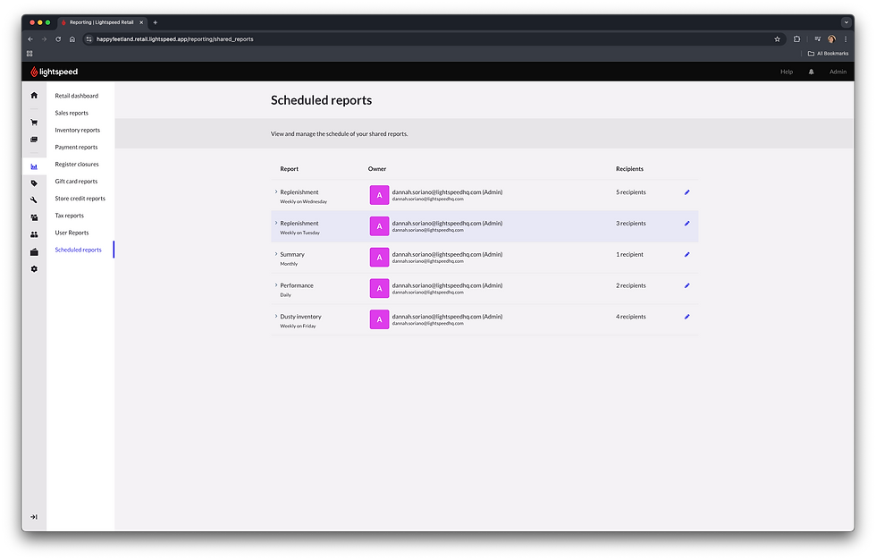 Scheduled report dashboard
