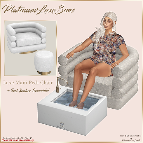 Sims 4 Spa Mani Pedi Chair Override Foot Spa Feet Soaker PlatinumLuxeSims