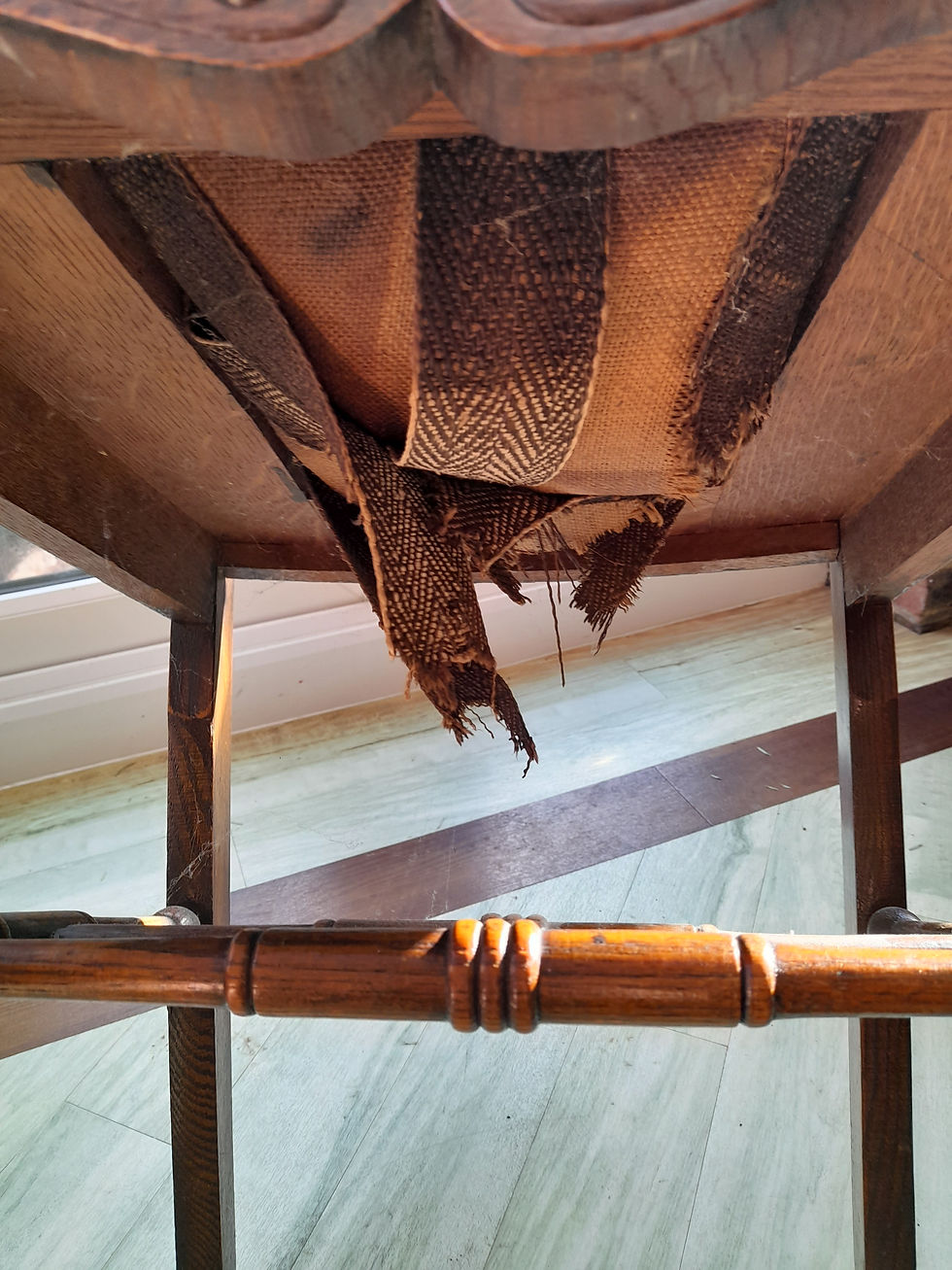 Thumbnail: Antique dining chair re-upholstery 
