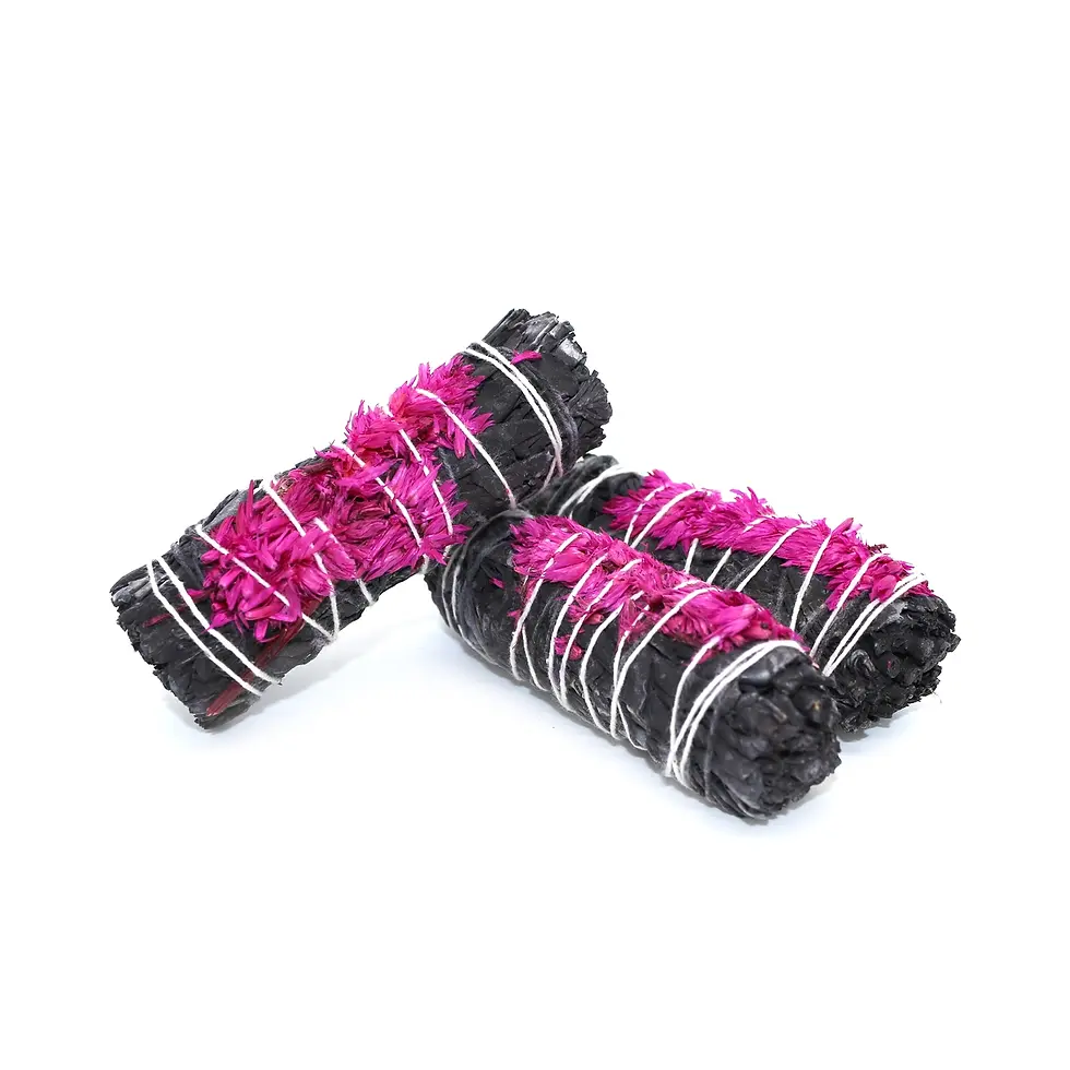 Thumbnail: Midnight Bloom Floral White Sage Smudge Stick - 4"
