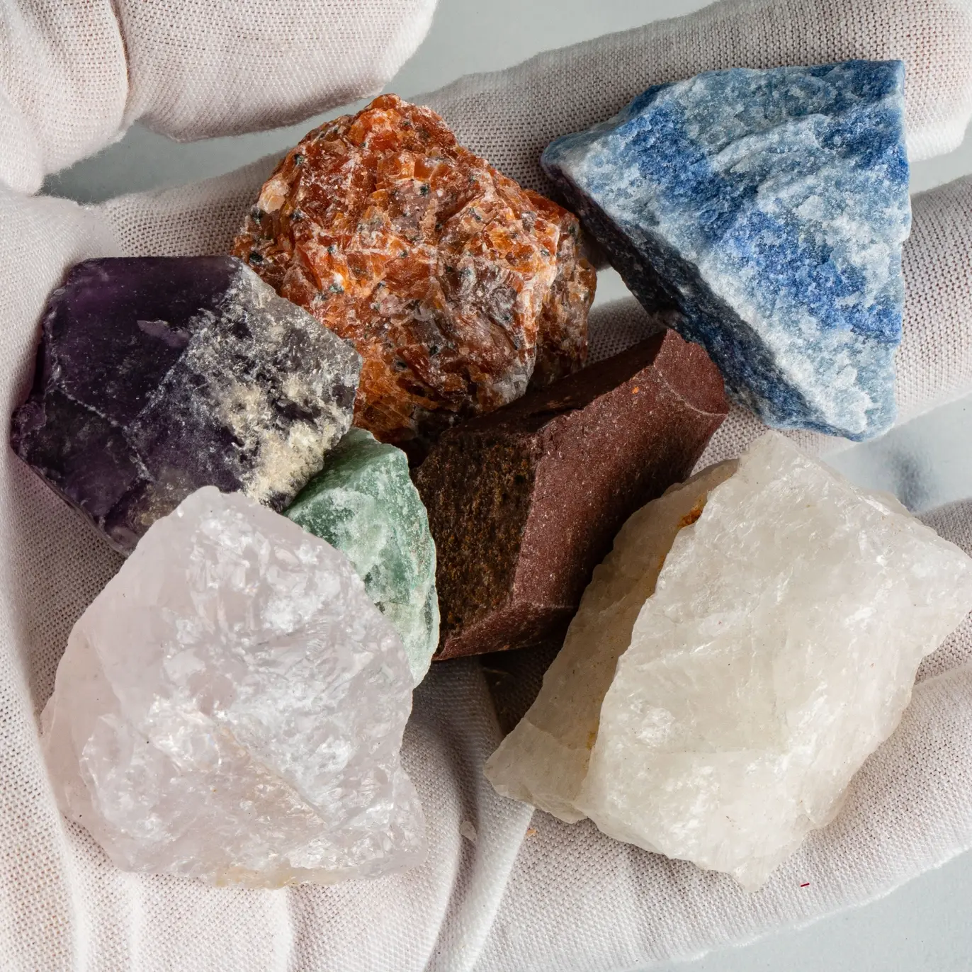 Crystal Healing 7 Rough Chakra Stones Set
