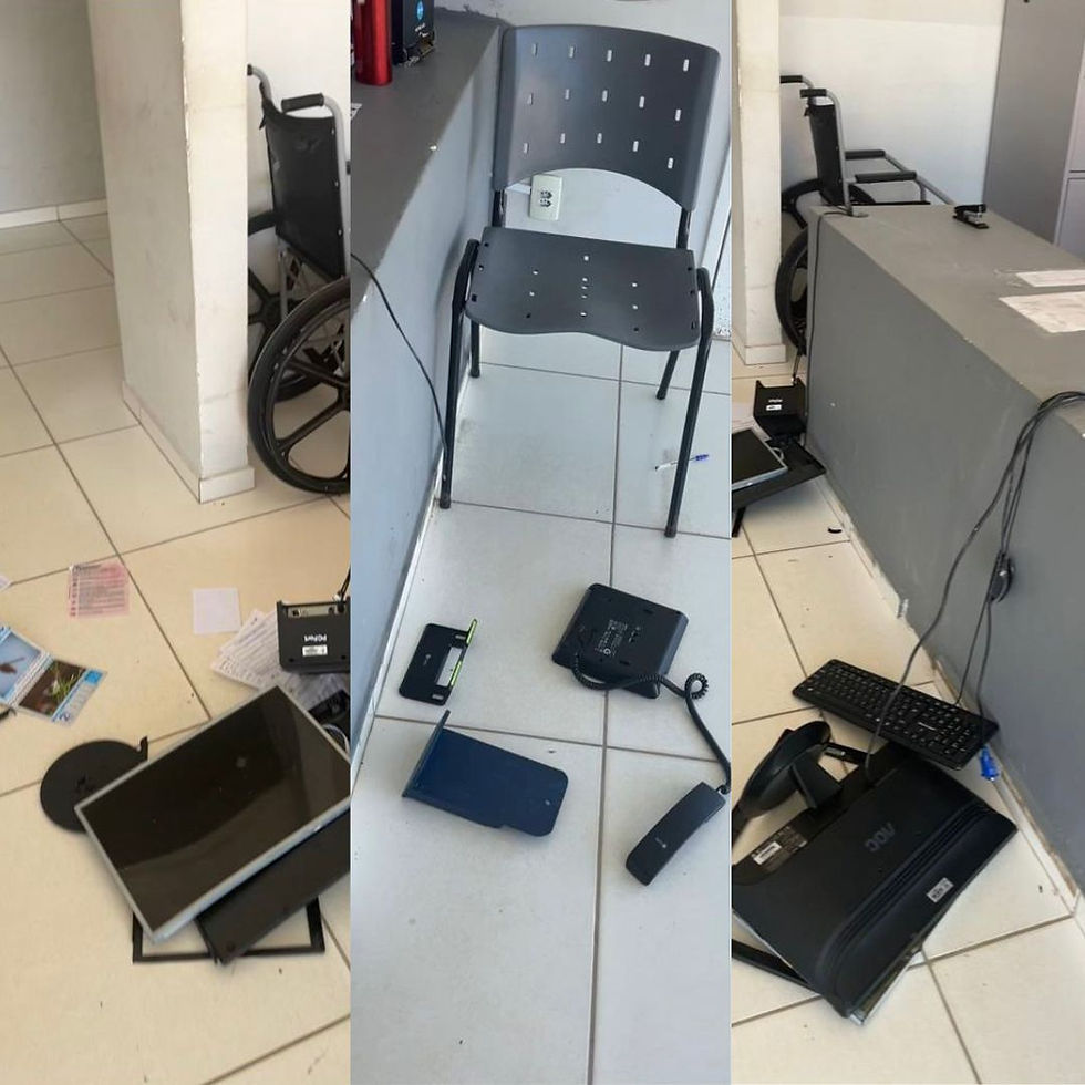 Equipamentos danificados após ato de vandalismo na UBS do bairro Vale do Grande Rio, em Petrolina. Atendimento foi suspenso e deve ser retomado na próxima segunda-feira (26).