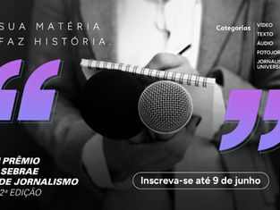 Prêmio Sebrae de Jornalismo oferece mais de R$ 40 mil na etapa Pernambuco; inscrições vão até 9 de junho