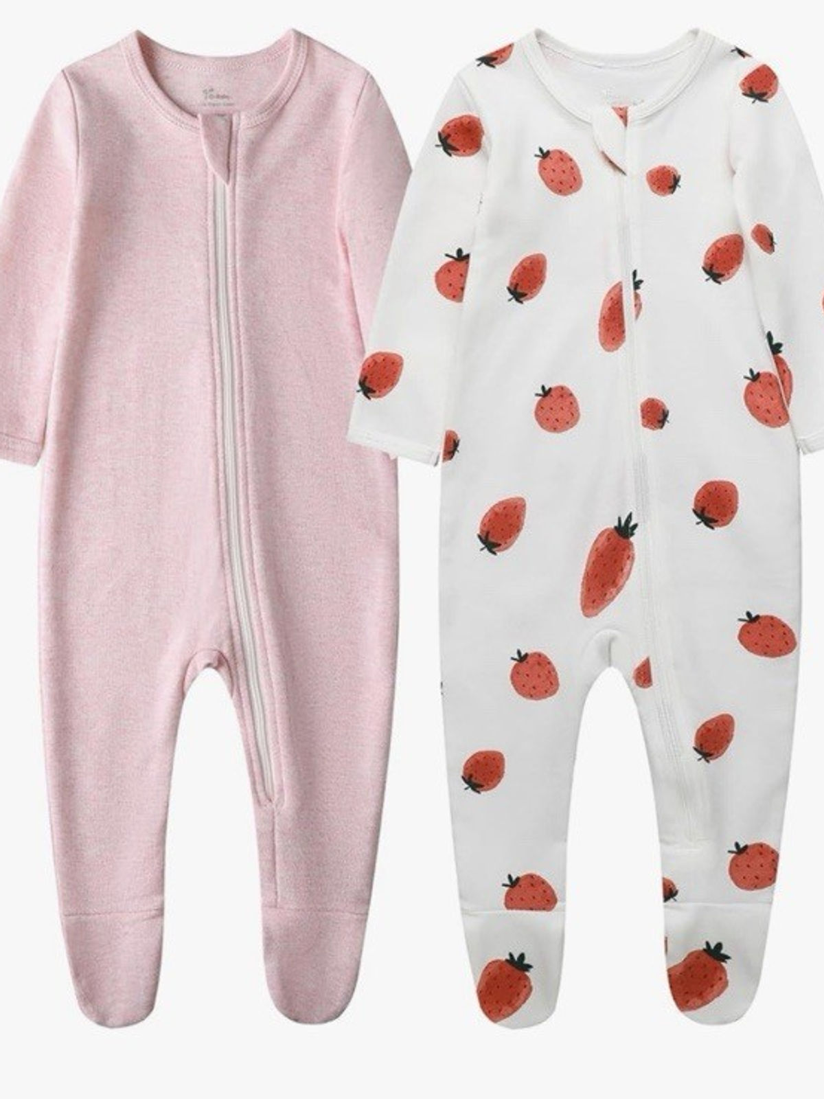 O2 BABY Baby Boys Girls Organic Cotton Zip-Front Sleeper Pajamas, Footed X 2