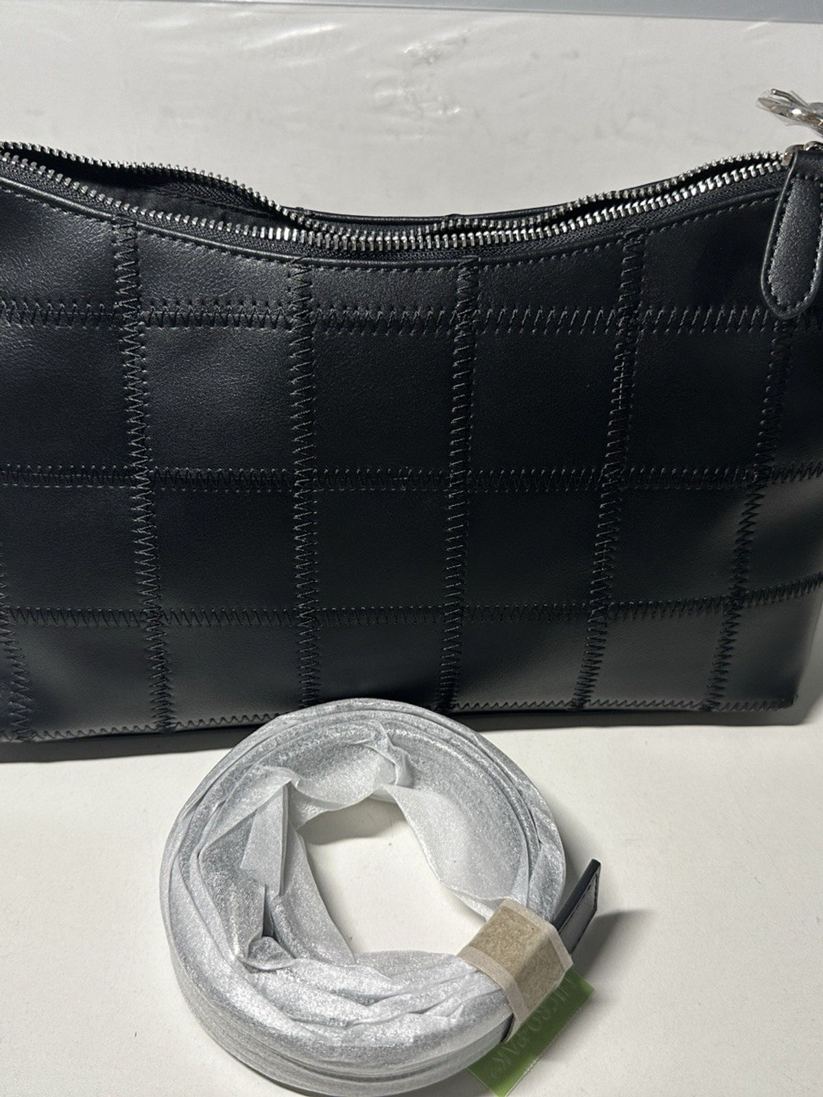 hibear Checkered Shoulder Bag for Women Classic Black and White Purse Trendy ...
