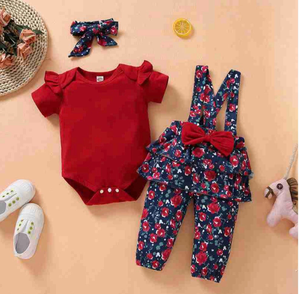 Baby Girl 2pcs Floral Print Bodysuit & Headband
