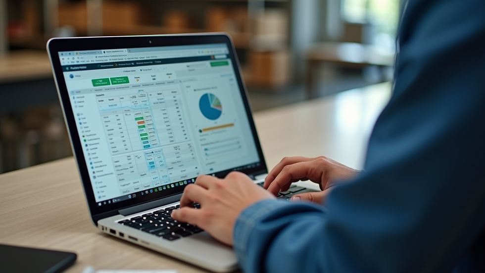 Eye-level view of a person using Sitehound Inventory Management on a laptop