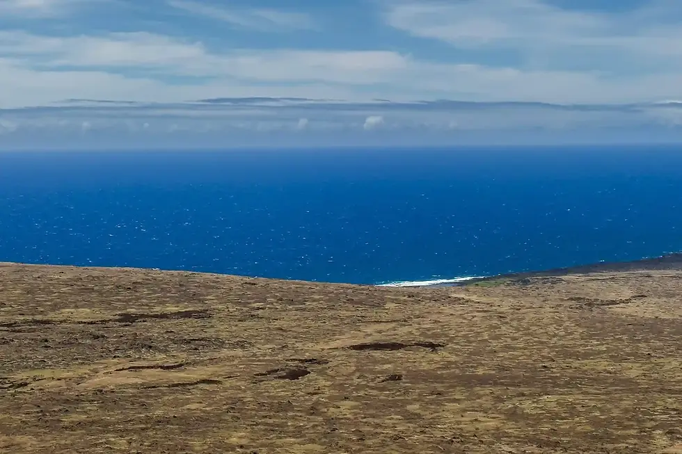 Panoramic Pacific Ocean views from a volcanic hiking trail on Hawaiʻi Island.