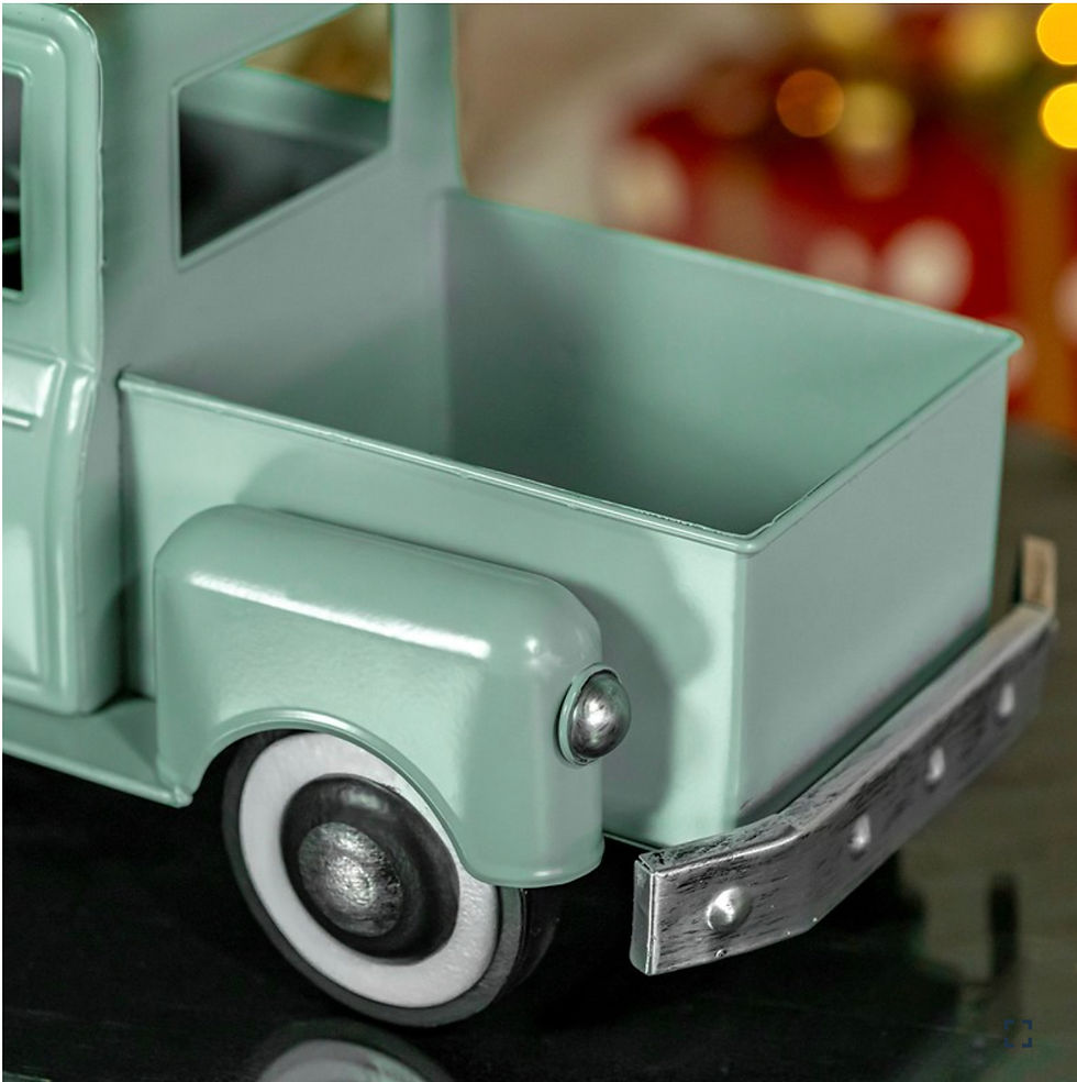 Thumbnail: Iron Christmas Old Style Truck with Tree, soft green