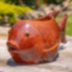 Thumbnail: Hand Painted Ceramic Goldfish Planter, Flower Pot