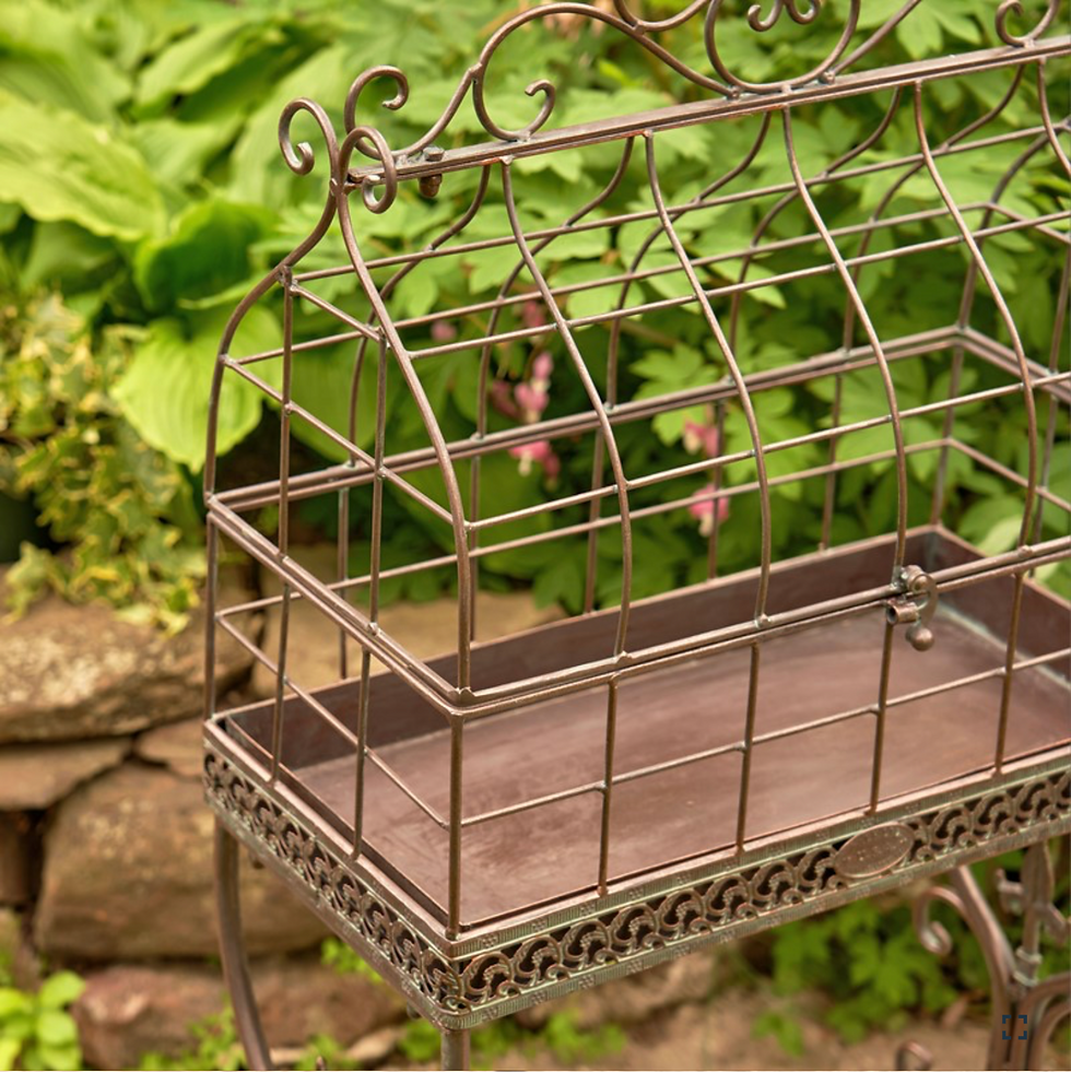 Thumbnail: 42.5" Tall Iron Cage Plant Stand "Paris 1968" antique bronze