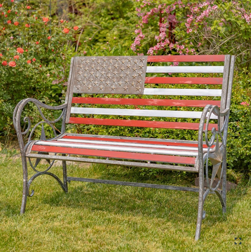 Thumbnail: American Flag Iron Garden Bench