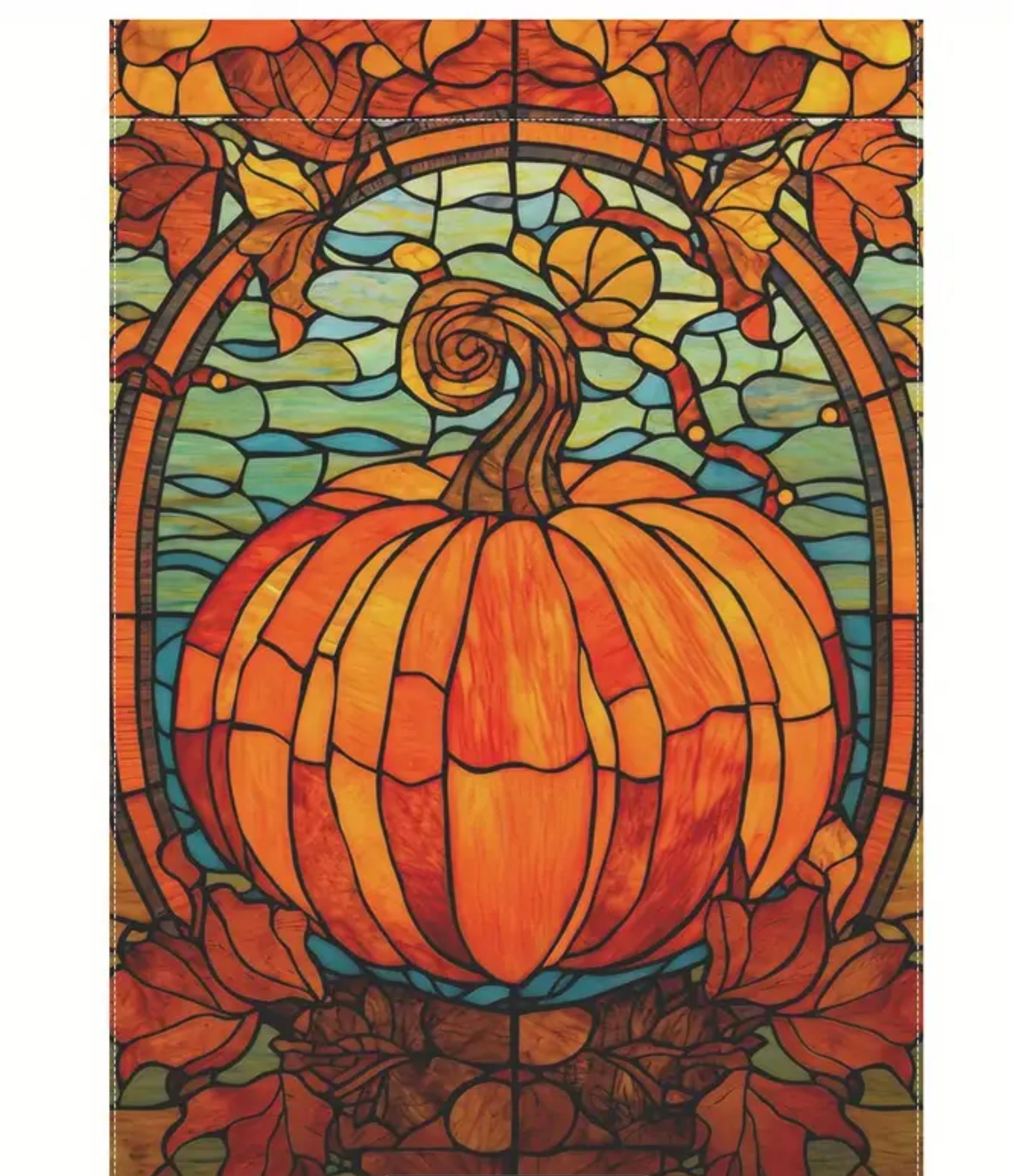 Fall Garden Flag, Mosaic pumpkin garden flag