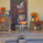 56.25" Tall Metal Pumpkin Soldier w/ Candy Bowl, Halloween Decor